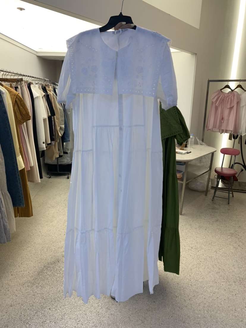 H.1ST韓國直郵女裝新品24春夏推薦時尚休閑職業連衣裙刺繡HER連衣裙