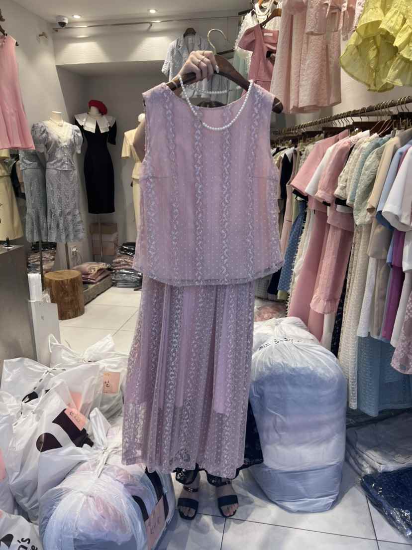 Cat.s韓國直郵東大門實拍女士新款真品休閑時尚人氣套裝蕾絲Cat.s____套裝