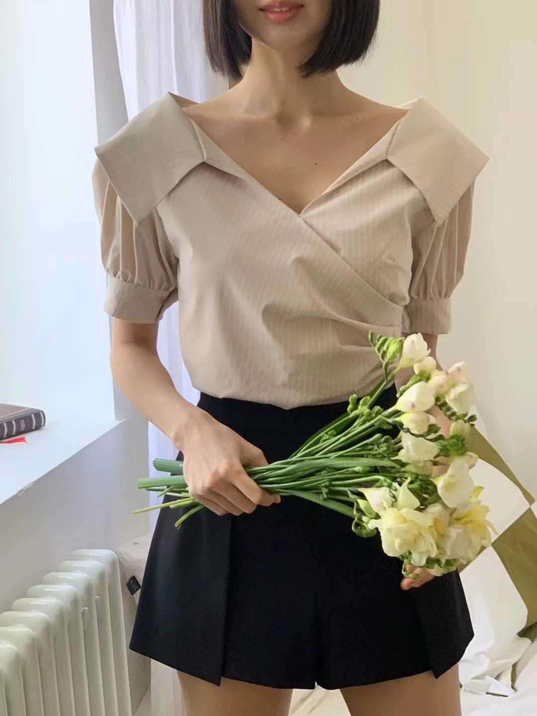 IF YOU直郵韓國代購女裝新款休閑熱賣人氣24春夏襯衫蕾絲衫IF YOU襯衫/蕾絲衫
