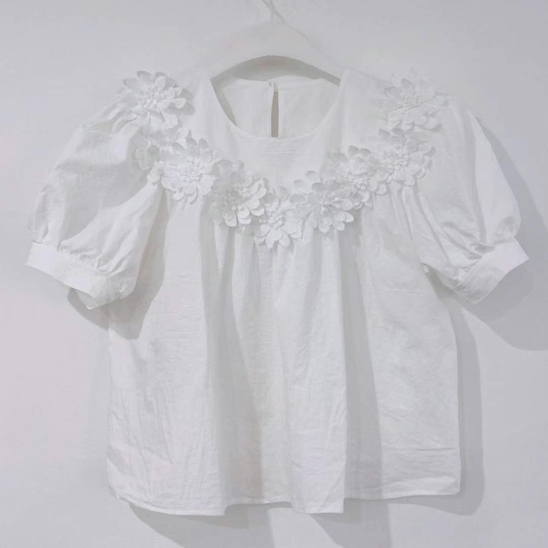 WHITE韓國直郵女士新品休閑24春夏職業時尚人氣襯衫蕾絲衫WHITE襯衫/蕾絲衫