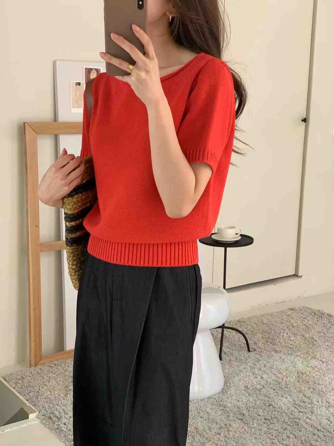 VINE韓國直郵東大門實拍女裝新品熱賣人氣職業24春夏針織衫VINE針織衫