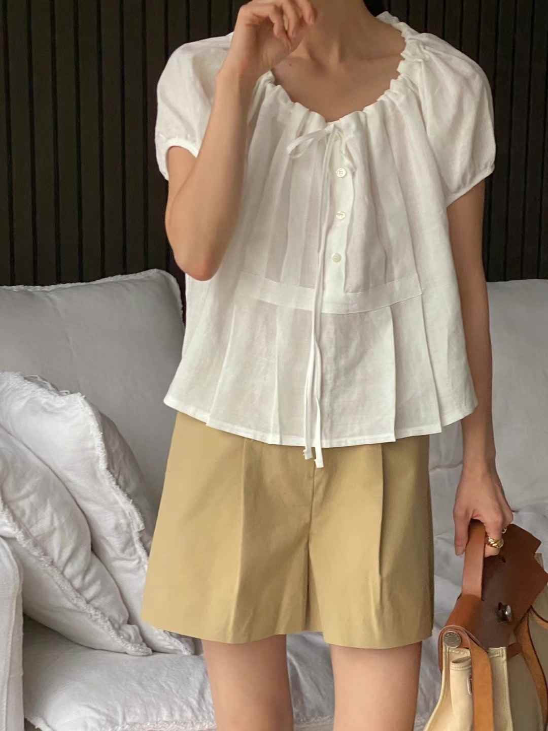 BABY PUSH直郵韓國代購女裝新品時尚熱賣24春夏襯衫蕾絲衫BABY PUSH襯衫/蕾絲衫
