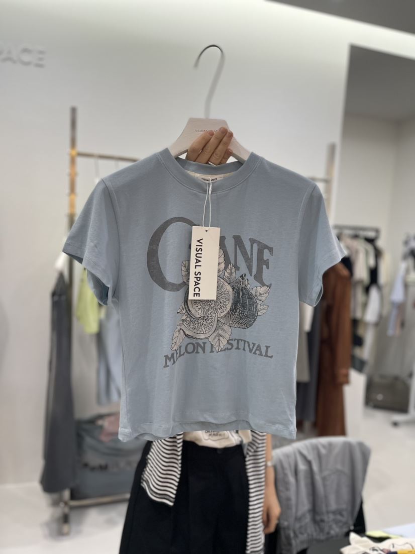 VISUAL SPACE直郵韓國代購女裝新品推薦熱賣24春夏休閑T恤VISUAL SPACET恤