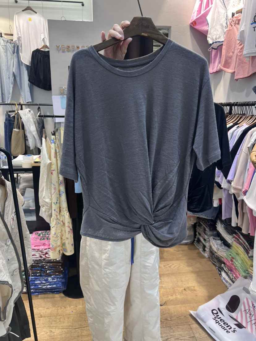 YESFREE直郵韓國代購女裝新款職業休閑時尚推薦24春夏T恤亞麻YESFREET恤