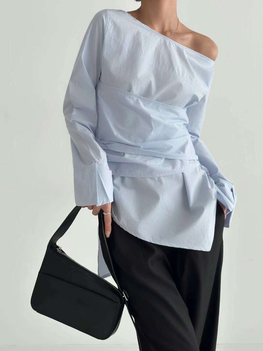SEESTAR韓國直郵女裝新品24春夏休閑時尚襯衫蕾絲衫含腰帶SEESTAR襯衫/蕾絲衫