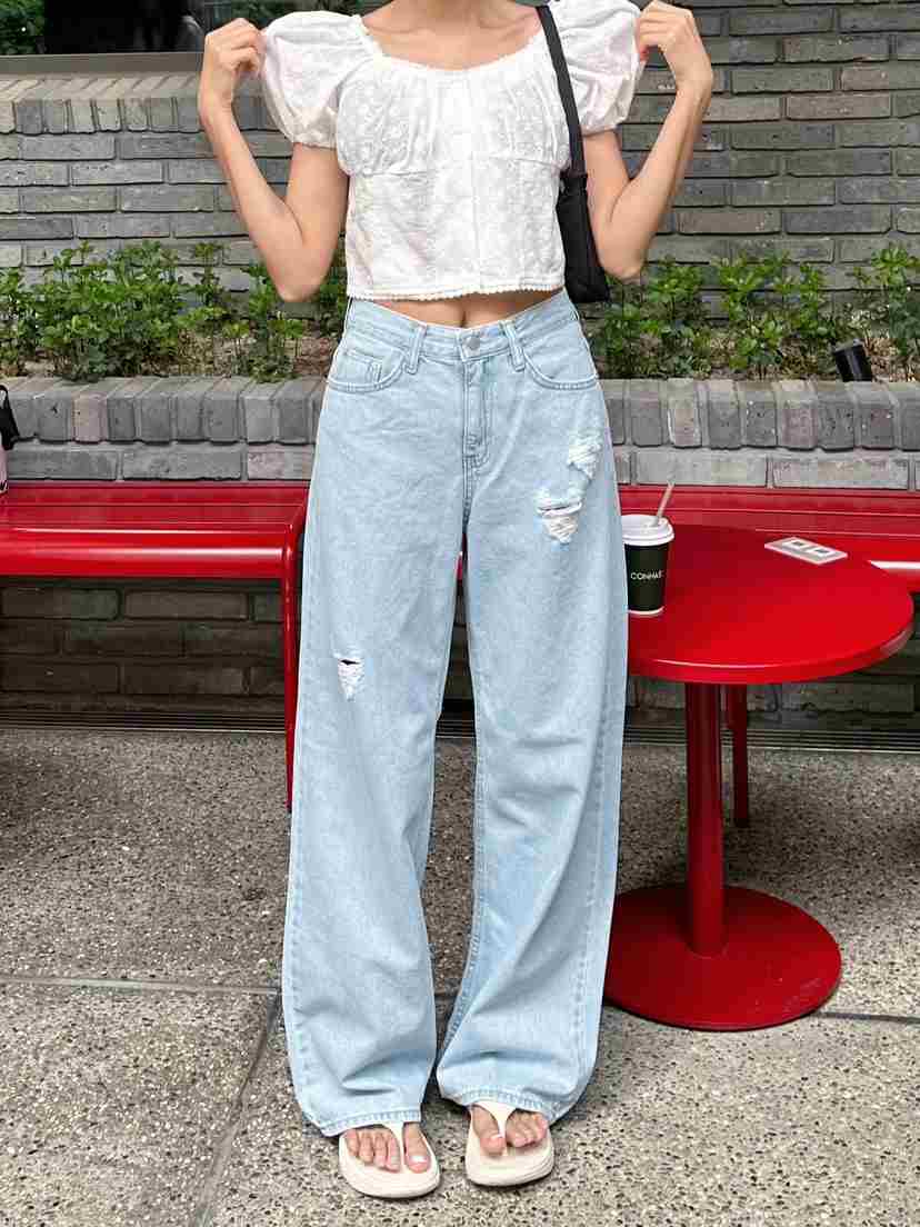 HAWK韓國直郵東大門實拍女裝新款真品24春夏推薦休閑牛仔褲Le Ahicon牛仔褲