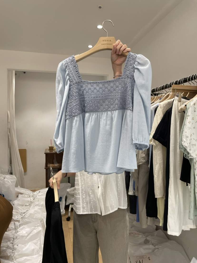 VENIR韓國直郵東大門實拍女裝新品職業24春夏時尚襯衫蕾絲衫VENIR-a襯衫/蕾絲衫