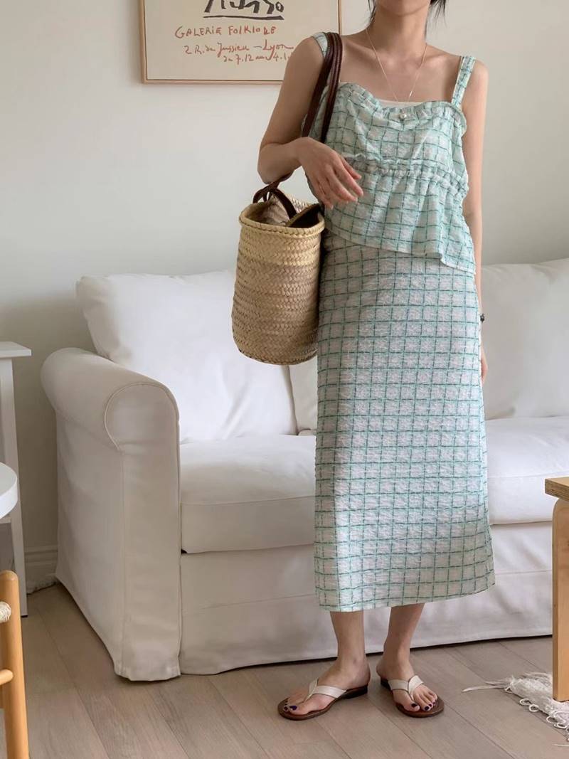 STYLE LOUNGE韓國直郵女裝新品人氣24春夏休閑時尚套裝格紋STYLE LOUNGE套裝