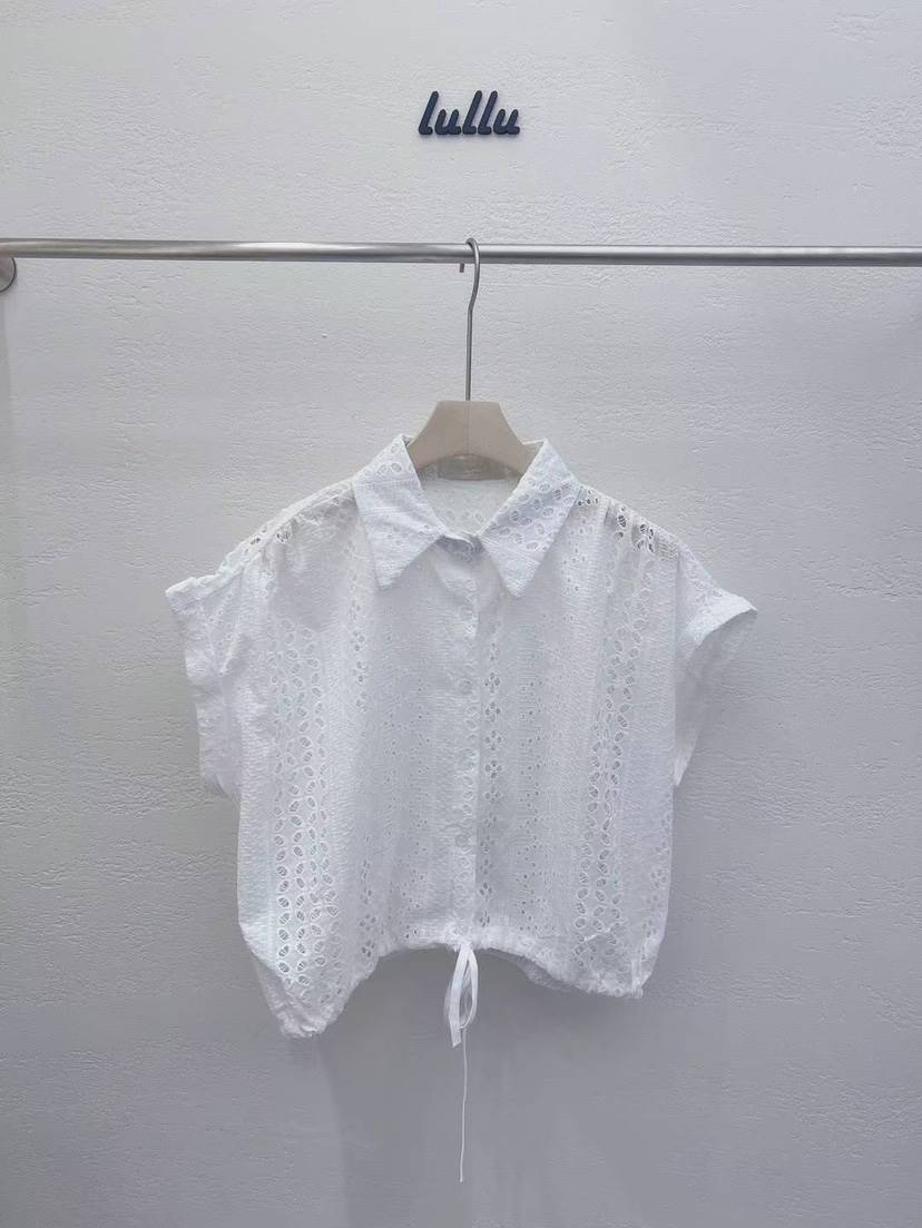LULULALLA直郵韓國代購女裝新品休閑24春夏時尚襯衫蕾絲衫LULULALLA襯衫/蕾絲衫