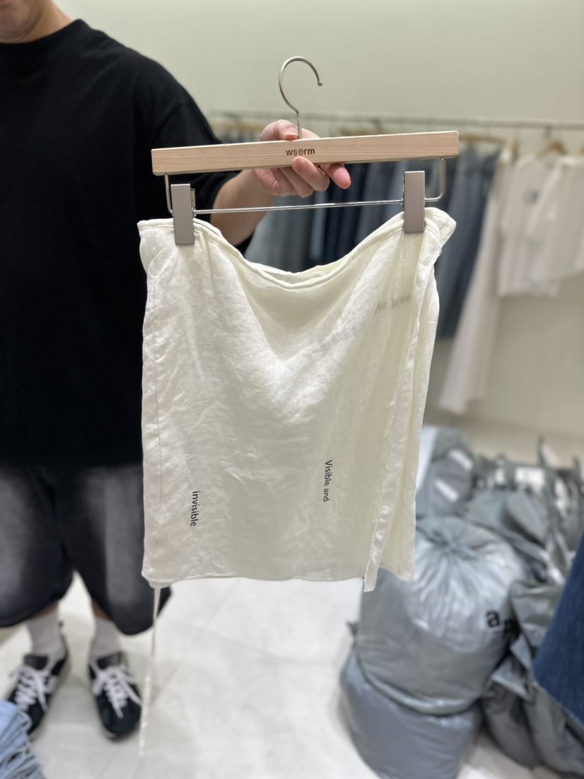 ws@rm/WA SHING ROOM韓國直郵女裝新款時尚24春夏短裙亞麻ARTISANAL短裙