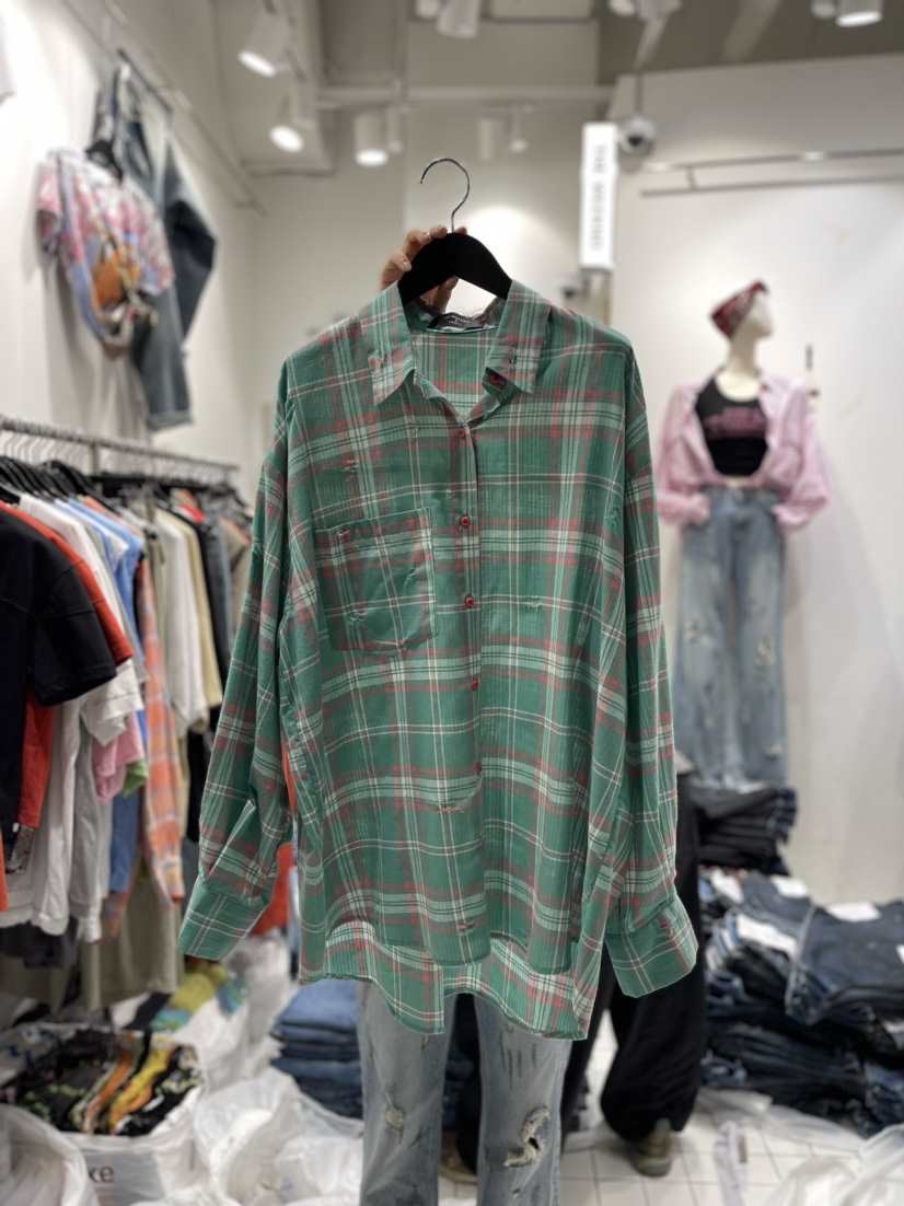 THE WEEKND韓國直郵東大門實拍女裝新品職業襯衫蕾絲衫格紋THE WEEKND襯衫/蕾絲衫
