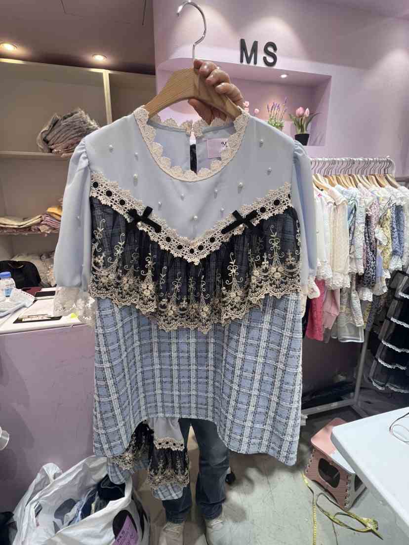 MS韓國直郵東大門代購女裝新款休閑推薦熱賣襯衫蕾絲衫蕾絲MS襯衫/蕾絲衫