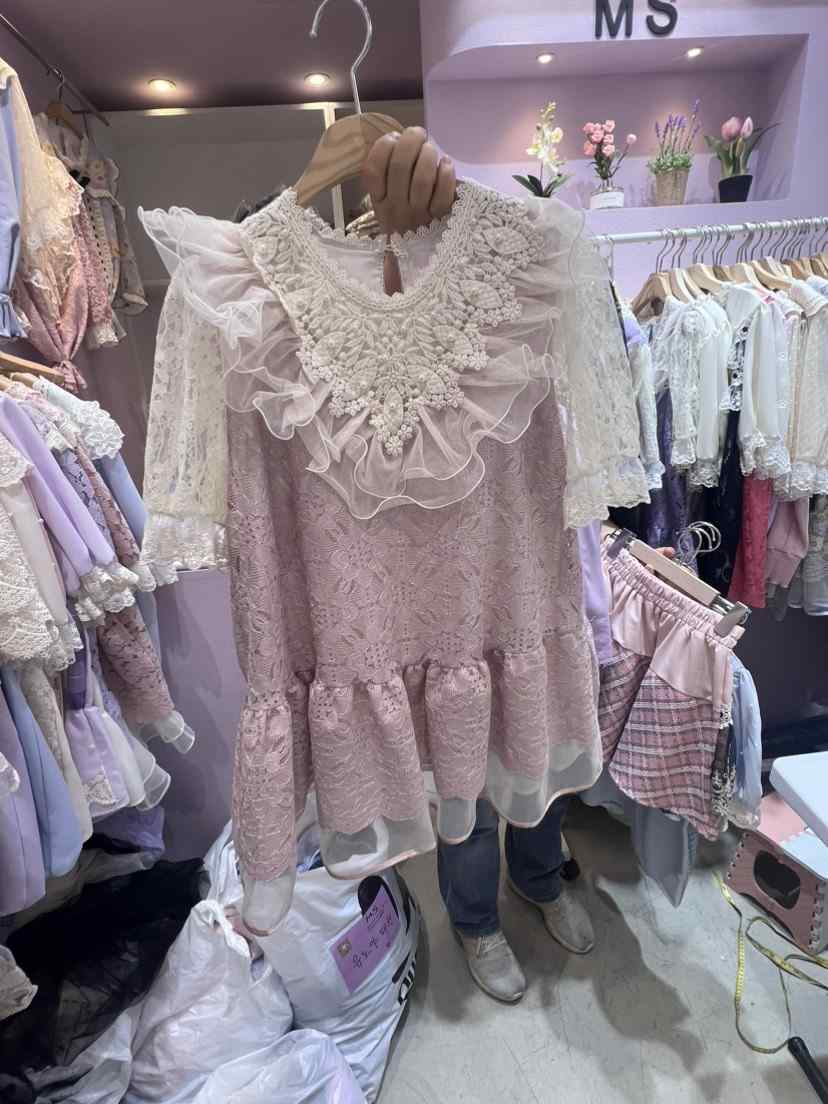 MS韓國直郵東大門代購女裝新品推薦休閑熱賣襯衫蕾絲衫蕾絲MS襯衫/蕾絲衫