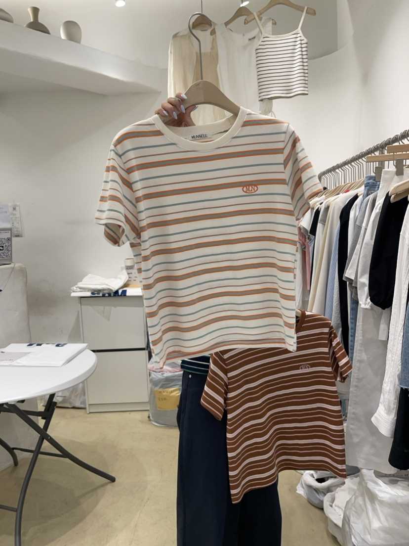 MUNSELL韓國直郵東大門代購女裝新品人氣熱賣休閑24春夏T恤刺繡MUNSELLT恤