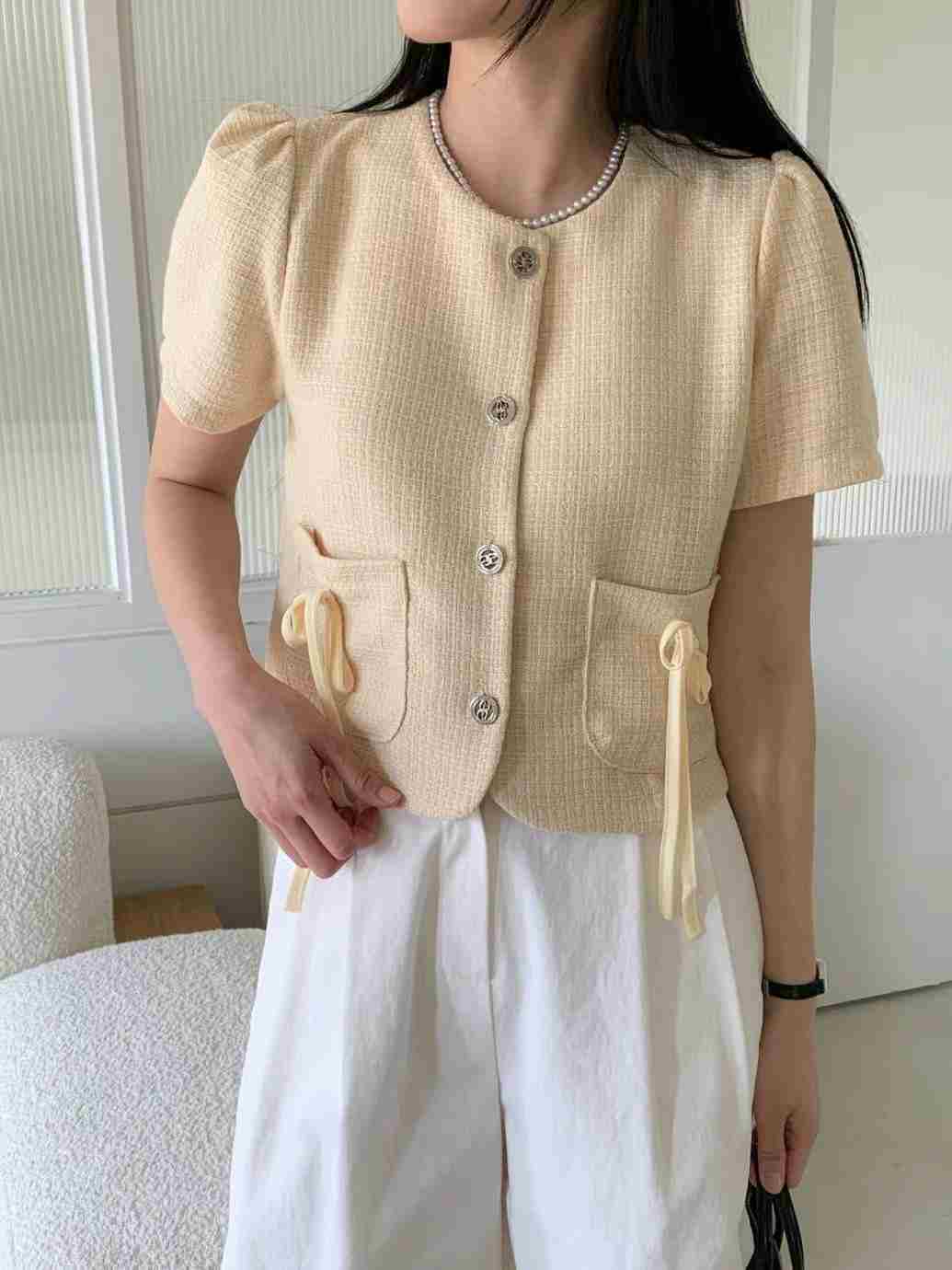 CIRCLE-써클-T韓國直郵東大門實拍女裝新款休閑夾克粗花呢CIRCLE夾克