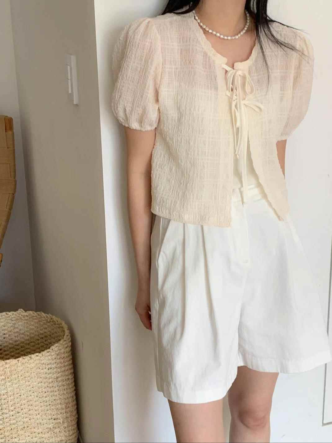 CIRCLE-써클-T直郵韓國代購女裝新品真品24春夏襯衫蕾絲衫CIRCLE襯衫/蕾絲衫