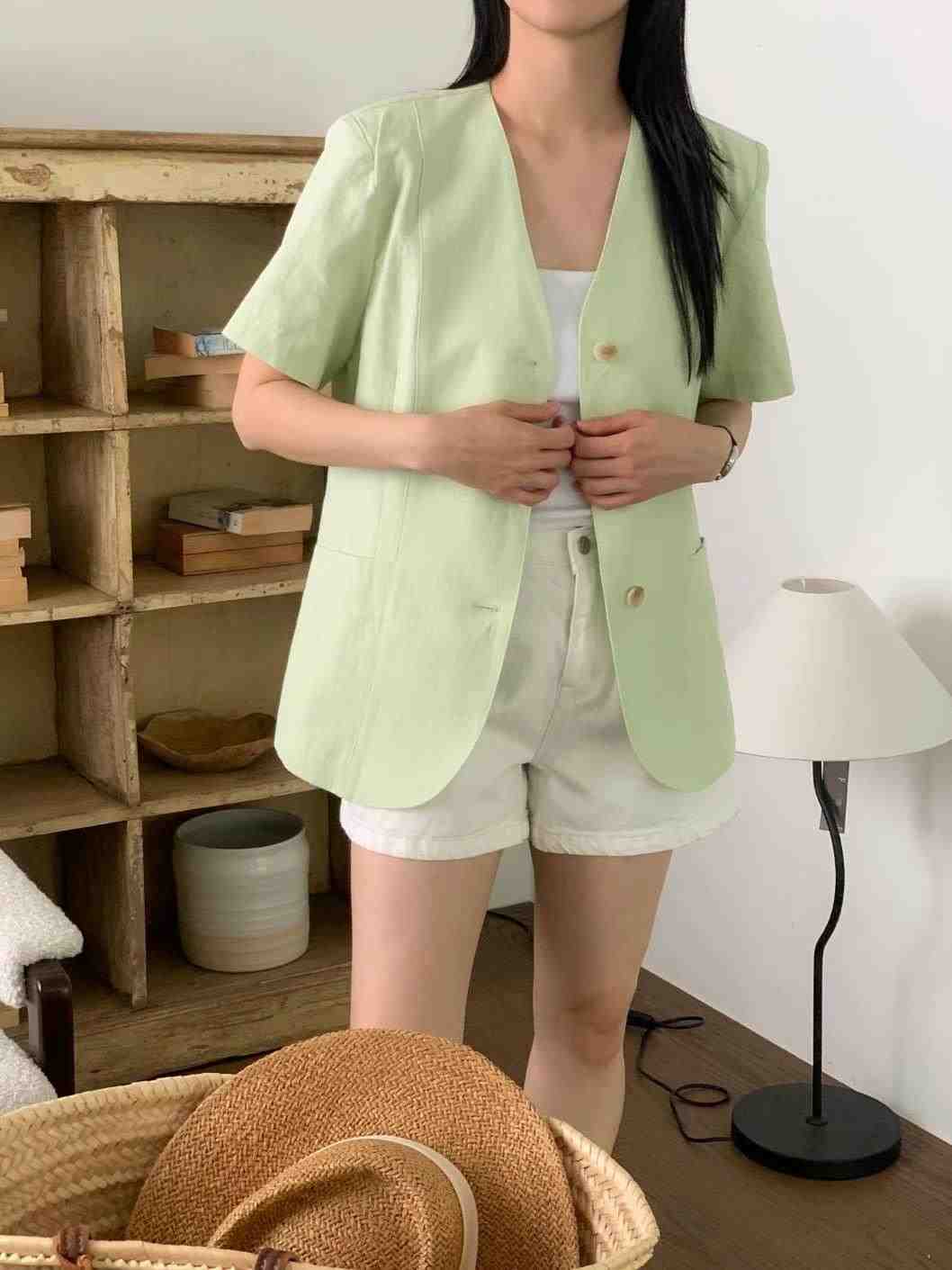 CIRCLE-써클-T韓國直郵東大門實拍女裝新款職業時尚夾克亞麻CIRCLE夾克