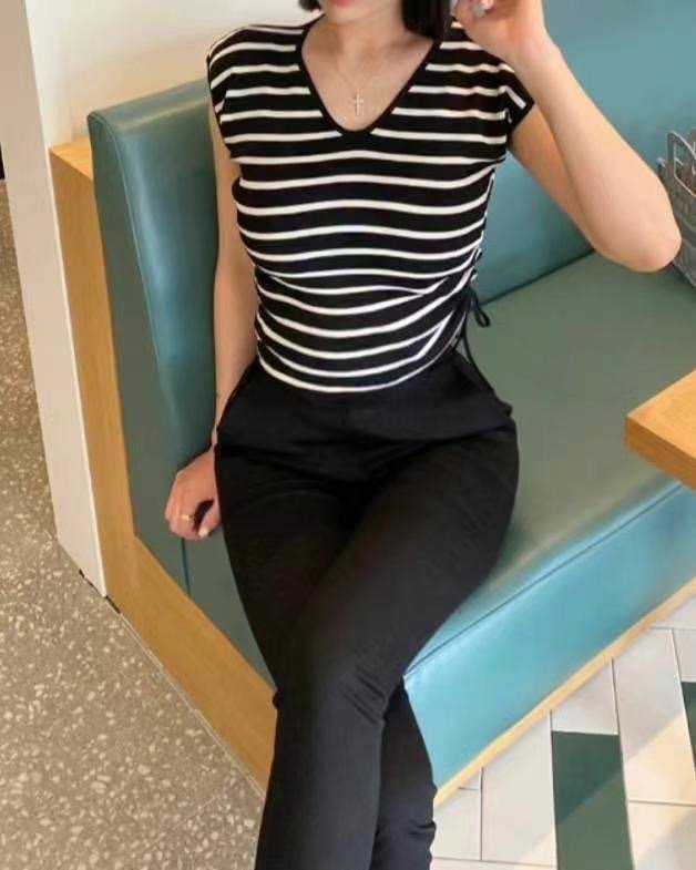 DDUIRYUN直郵韓國代購女裝新款真品時尚熱賣24春夏休閑T恤DDUIRYUNT恤