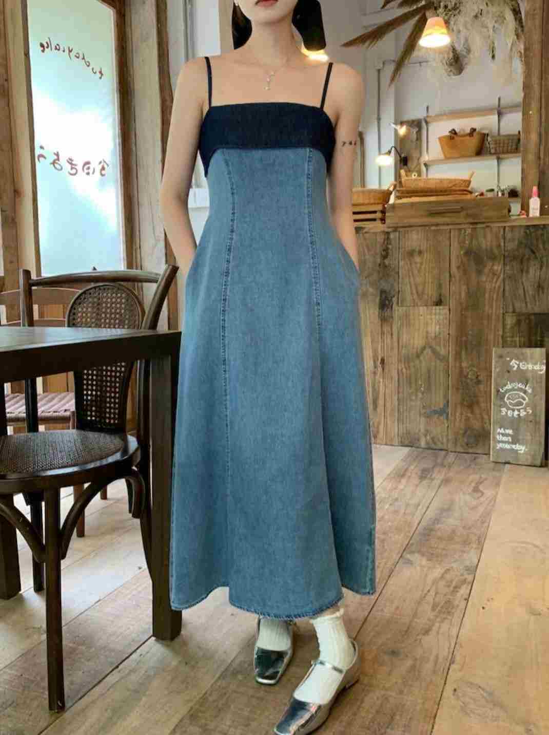 DDUIRYUN韓國直郵東大門代購女裝新品時尚24春夏連衣裙牛仔布DDUIRYUN連衣裙