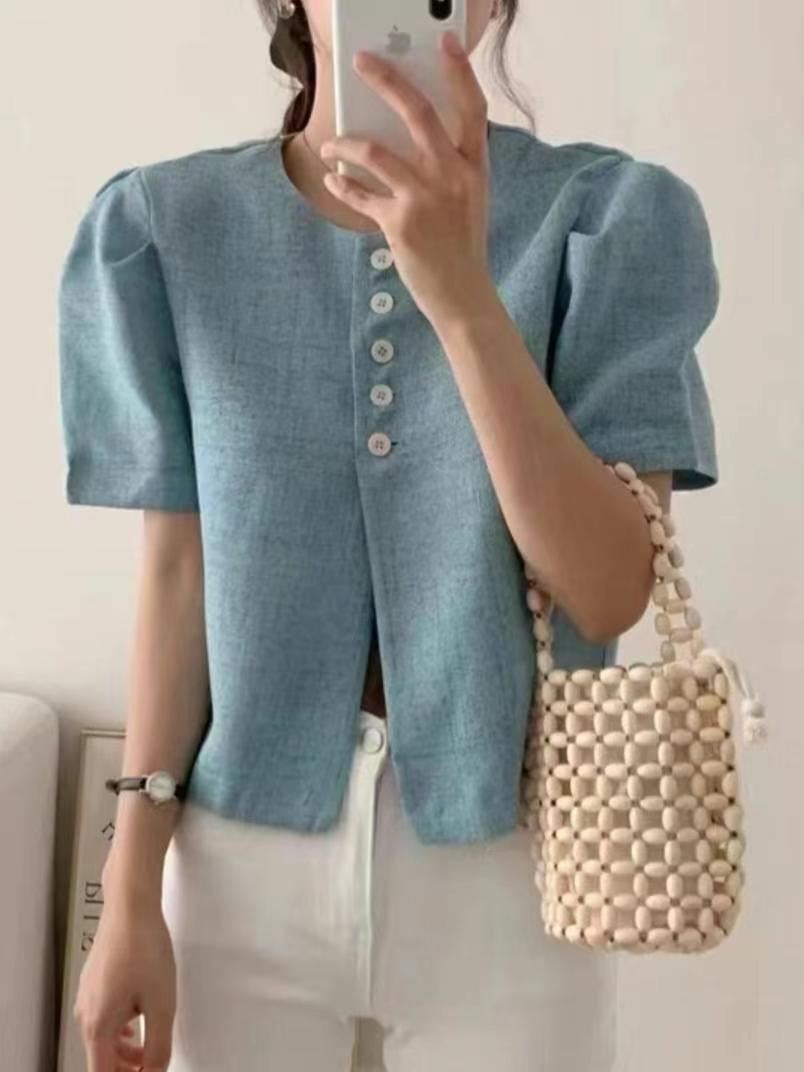 DDUIRYUN直郵韓國代購女裝新款24春夏人氣休閑襯衫蕾絲衫DDUIRYUN襯衫/蕾絲衫