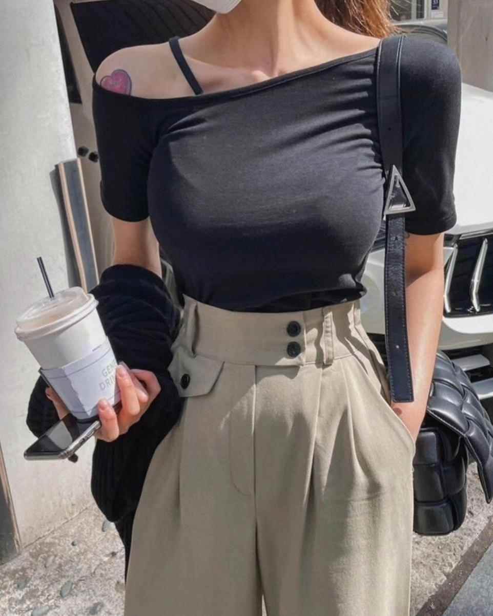 DDUIRYUN直郵韓國代購女裝新款時尚真品推薦熱賣職業人氣T恤DDUIRYUNT恤