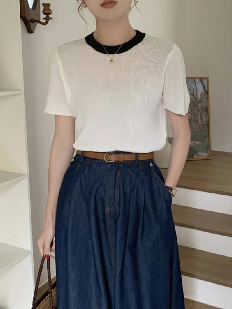 DDUIRYUN直郵韓國代購女裝新品24春夏真品職業熱賣休閑T恤DDUIRYUNT恤