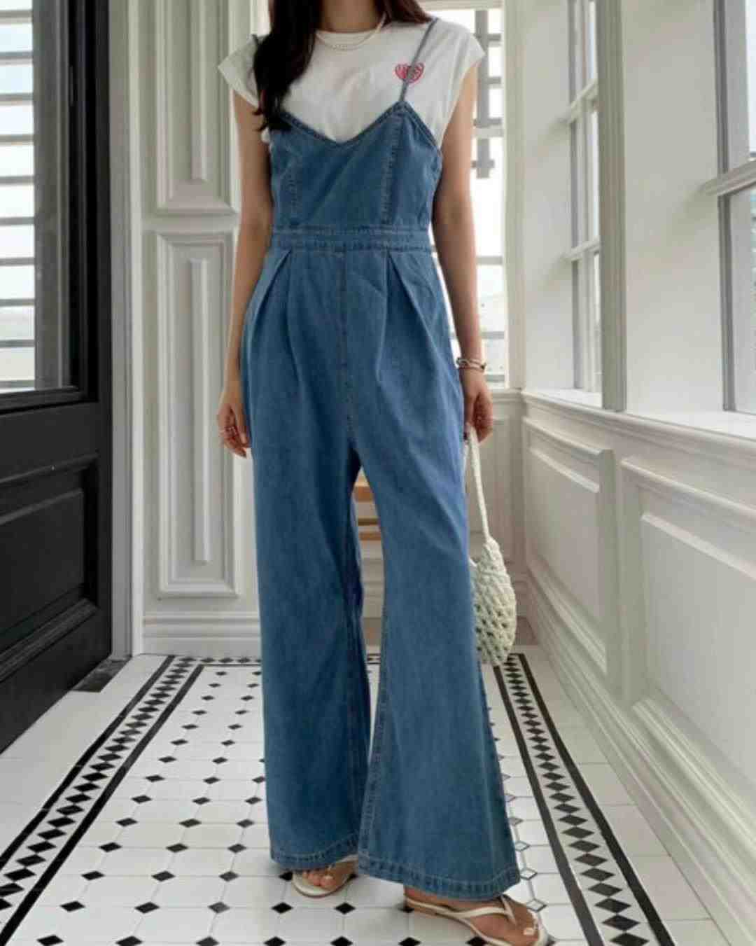 DDUIRYUN韓國直郵女裝新品休閑真品24春夏推薦時尚背帶褲DDUIRYUN背帶褲