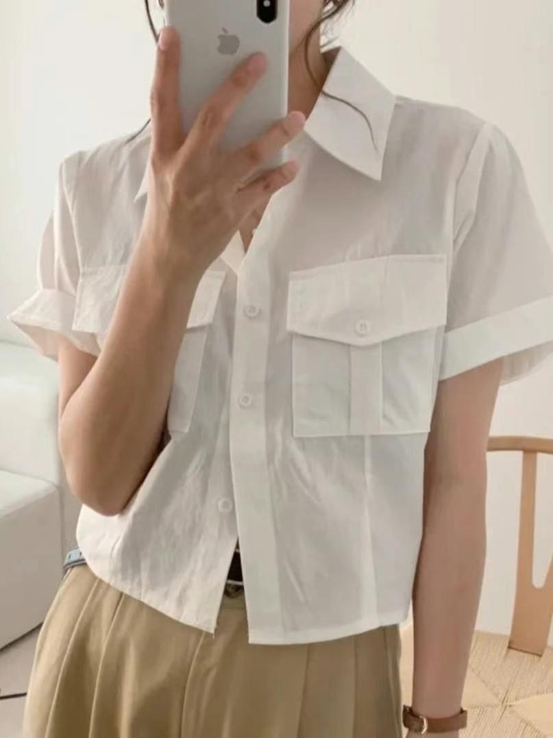 DDUIRYUN直郵韓國代購女裝新款熱賣時尚推薦襯衫蕾絲衫短款DDUIRYUN襯衫/蕾絲衫