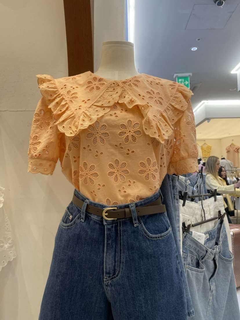 THE LENA直郵韓國代購女裝新款職業24春夏休閑襯衫蕾絲衫NWEOL襯衫/蕾絲衫