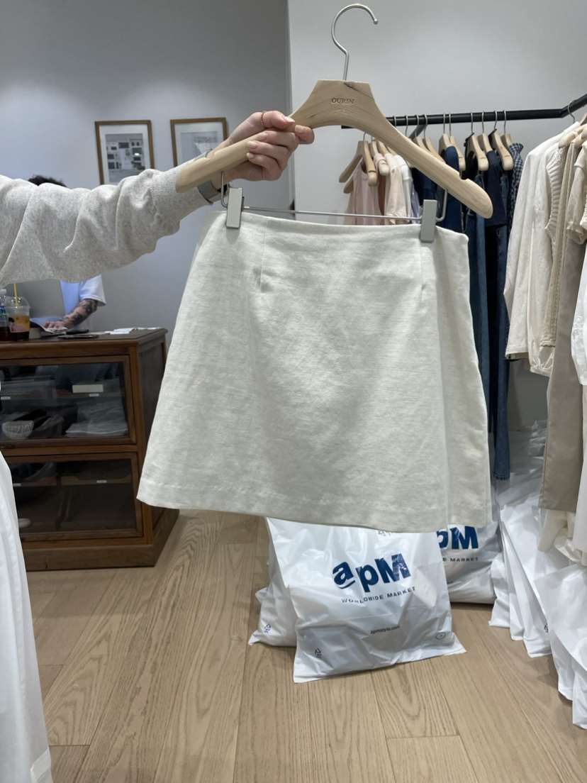 OURIN直郵韓國代購女裝新品推薦人氣職業休閑時尚熱賣短裙亞麻OURIN短裙