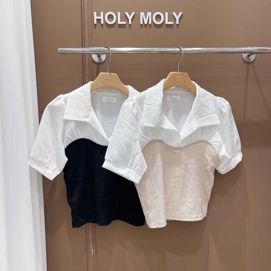 HOLYMOLY直郵韓國代購女裝新款休閑推薦熱賣職業襯衫蕾絲衫DKS08襯衫/蕾絲衫