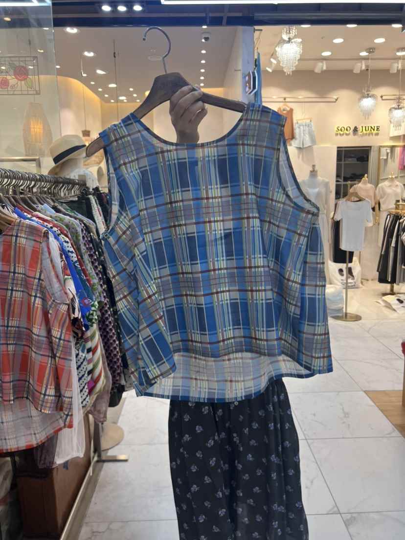 SUISUI韓國直郵東大門代購女士新品時尚推薦職業吊帶背心格紋SUISUI吊帶/背心