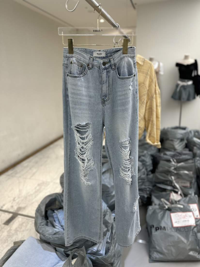VAULT韓國直郵東大門實拍女裝新品24春夏推薦職業牛仔褲寬松VAULT牛仔褲