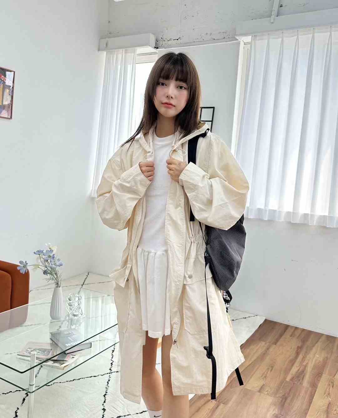 MAYFLOWER韓國直郵東大門實拍女裝新品真品人氣休閑長款風衣MAYFLOWER長款風衣