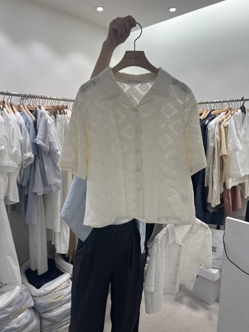 Sendtwo直郵韓國代購女裝新品推薦休閑真品時尚職業襯衫蕾絲衫SENDTWO襯衫/蕾絲衫