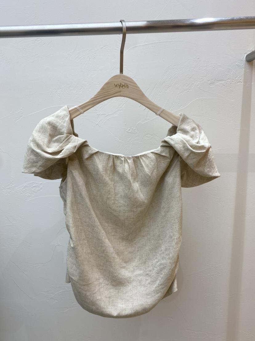 Verbena直郵韓國代購女裝新款24春夏熱賣時尚襯衫蕾絲衫亞麻Verbena襯衫/蕾絲衫
