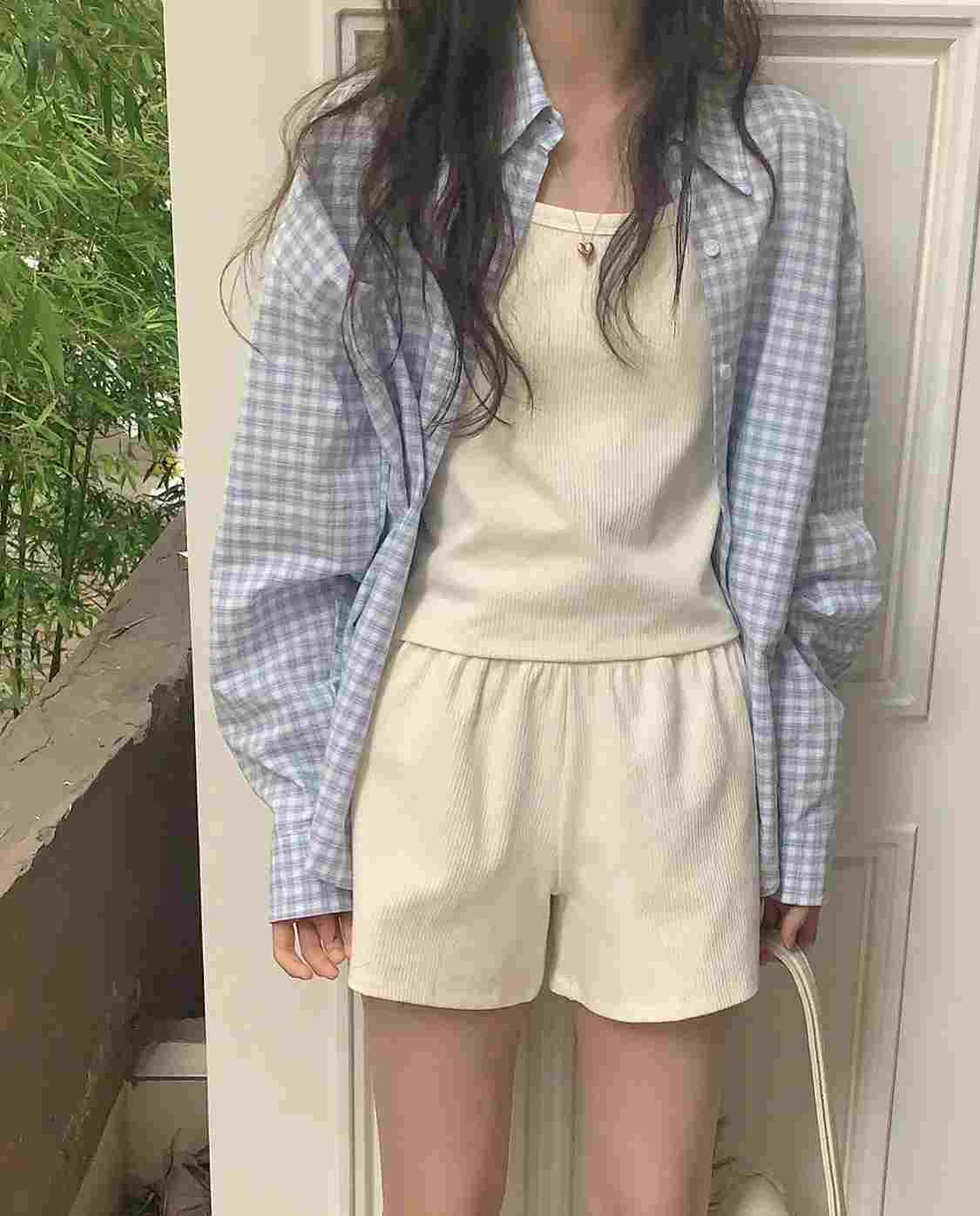 FEVER韓國直郵女裝新品時尚熱賣真品職業推薦襯衫蕾絲衫格紋FEVER襯衫/蕾絲衫