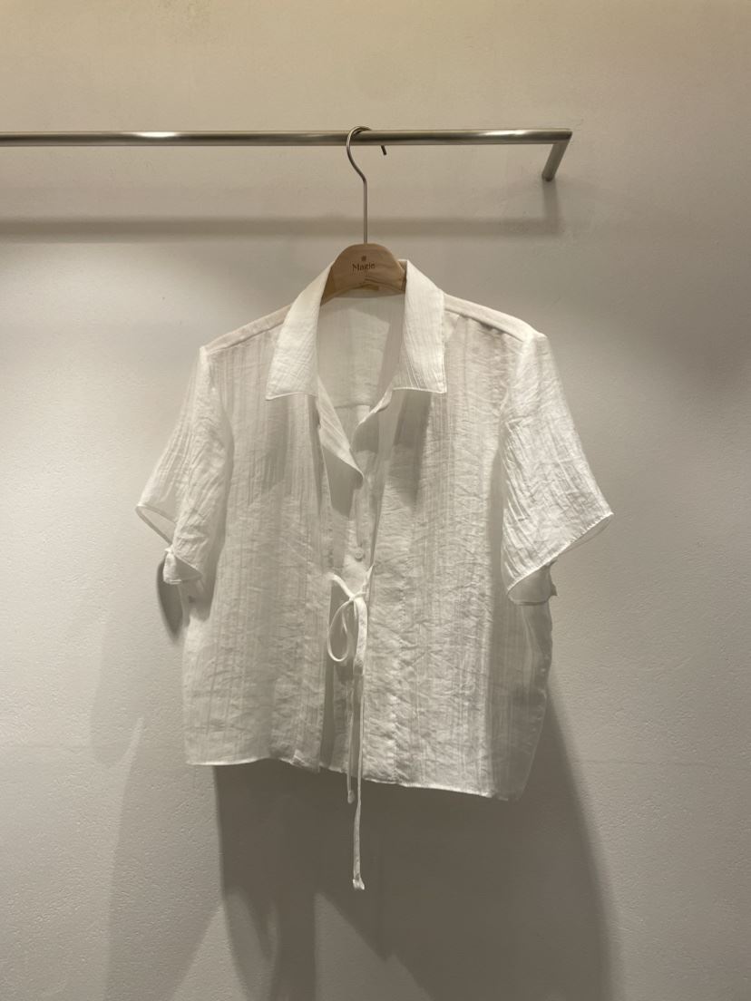 Magie韓國直郵東大門代購女士新款24秋夏真品休閑襯衫蕾絲衫VI A襯衫/蕾絲衫