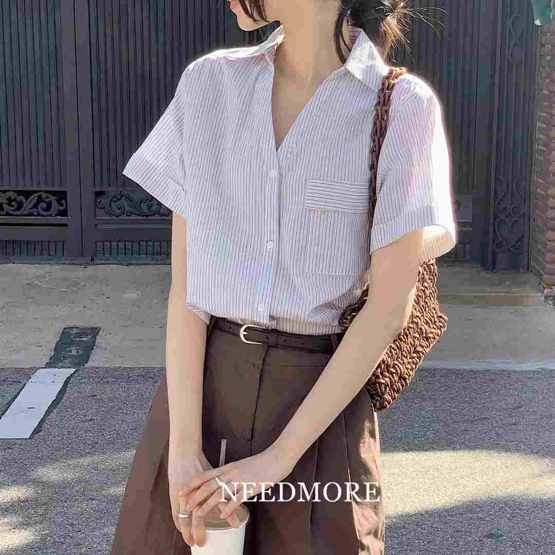 NEED MORE直郵韓國代購女裝新款熱賣24秋夏人氣襯衫蕾絲衫NEED MORE襯衫/蕾絲衫