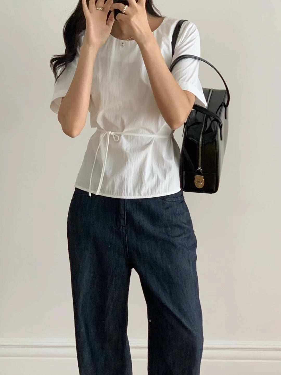 BLANK韓國直郵女裝新品時尚職業休閑24秋夏推薦襯衫蕾絲衫BUTTON 12襯衫/蕾絲衫