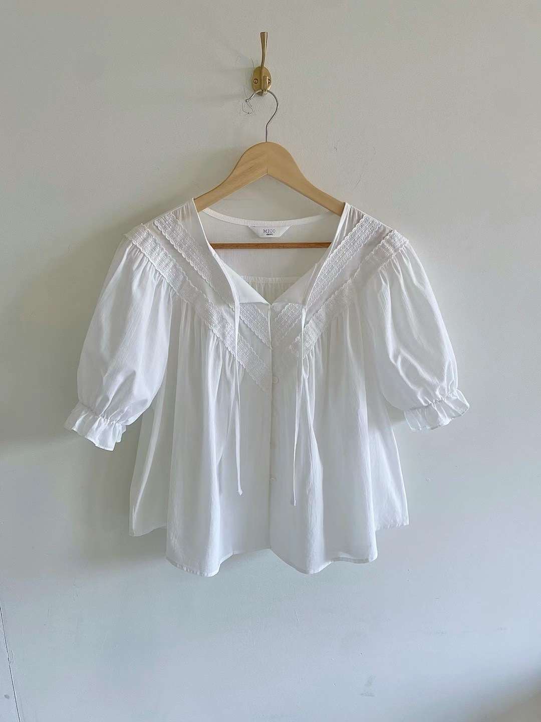 MICO直郵韓國代購女裝新品時尚熱賣真品休閑推薦襯衫蕾絲衫ALL OVER襯衫/蕾絲衫