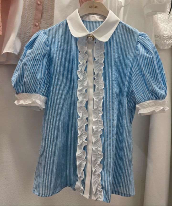 SUGAR直郵韓國代購女裝新款休閑真品人氣職業24秋夏襯衫蕾絲衫SUGAR襯衫/蕾絲衫
