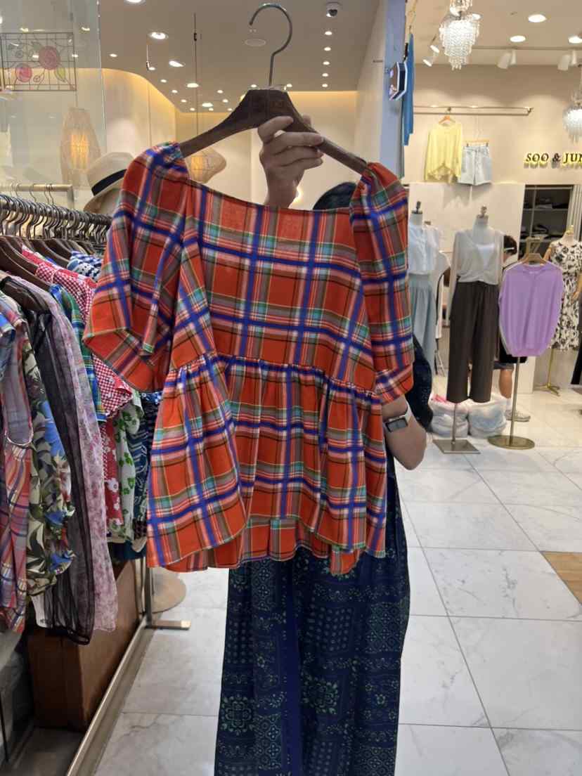 SUISUI韓國直郵東大門代購女裝新品時尚職業襯衫蕾絲衫格紋SUISUI襯衫/蕾絲衫
