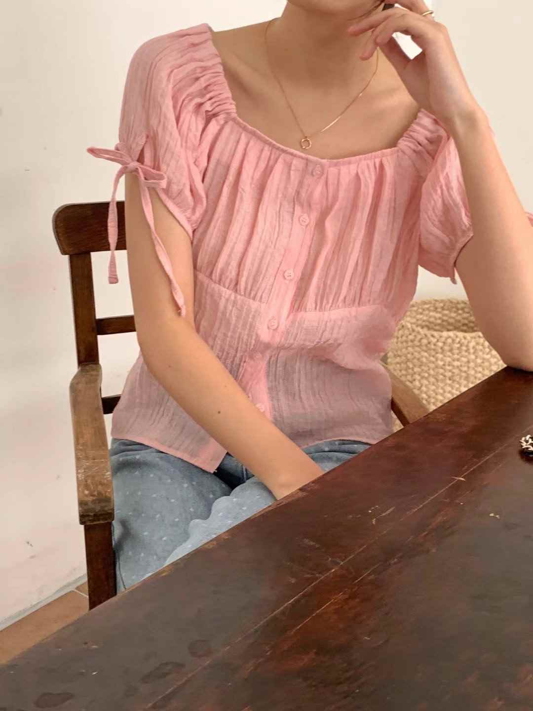 SALT.B韓國直郵女士新款真品24秋夏時尚職業推薦襯衫蕾絲衫SALT.B襯衫/蕾絲衫
