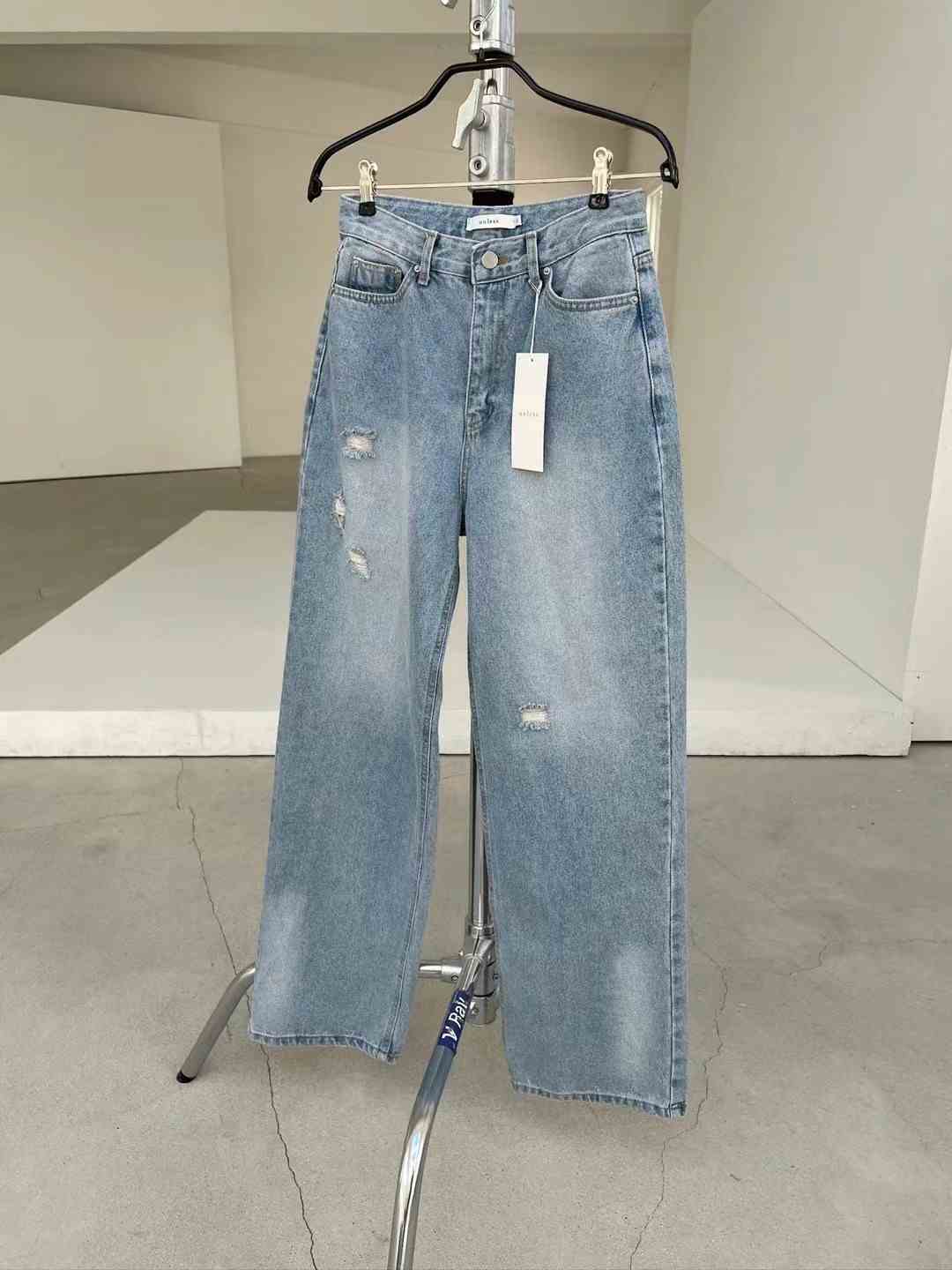 UNLESS韓國直郵東大門代購女士新品熱賣24秋夏職業牛仔褲UNLESS牛仔褲