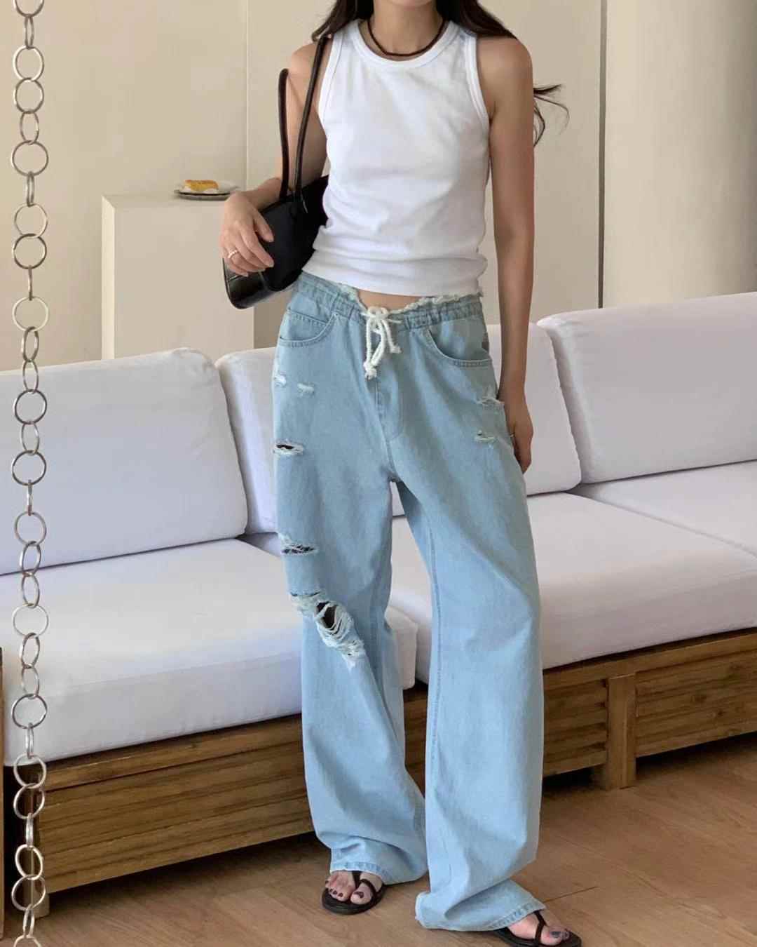 YUNI YUNI韓國直郵東大門代購女裝新款休閑推薦人氣牛仔褲YUNI YUNI牛仔褲
