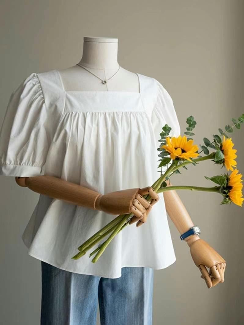 BASIC FEMME-베이직팜므-OT韓國直郵女士新品24秋夏襯衫蕾絲衫BASIC FEMME襯衫/蕾絲衫