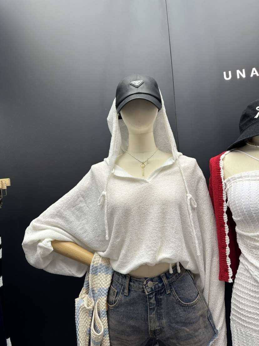 UNA韓國直郵東大門實拍女裝新款人氣休閑真品推薦長袖T恤兜帽THEMAY/UNA長袖T恤