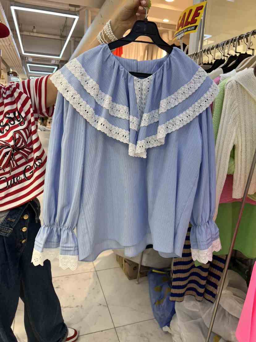 VICTORIA QUEEN韓國直郵東大門實拍女裝新品休閑襯衫蕾絲衫CAT.S襯衫/蕾絲衫