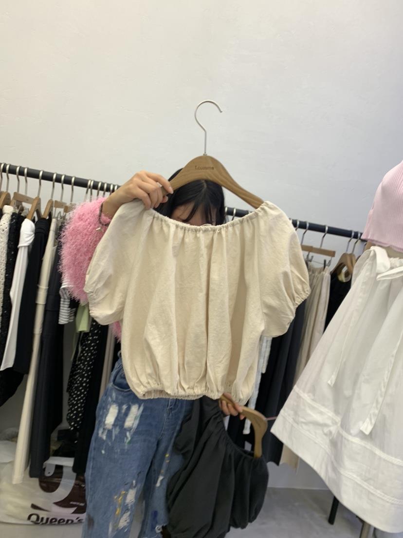 LCOMMA	韓國直郵女裝新品真品推薦熱賣24春夏襯衫蕾絲衫亞麻LCOMMA襯衫/蕾絲衫
